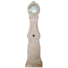 19th Century Swedish Gustavian Mora Working Tall Case Clock in Original Paint