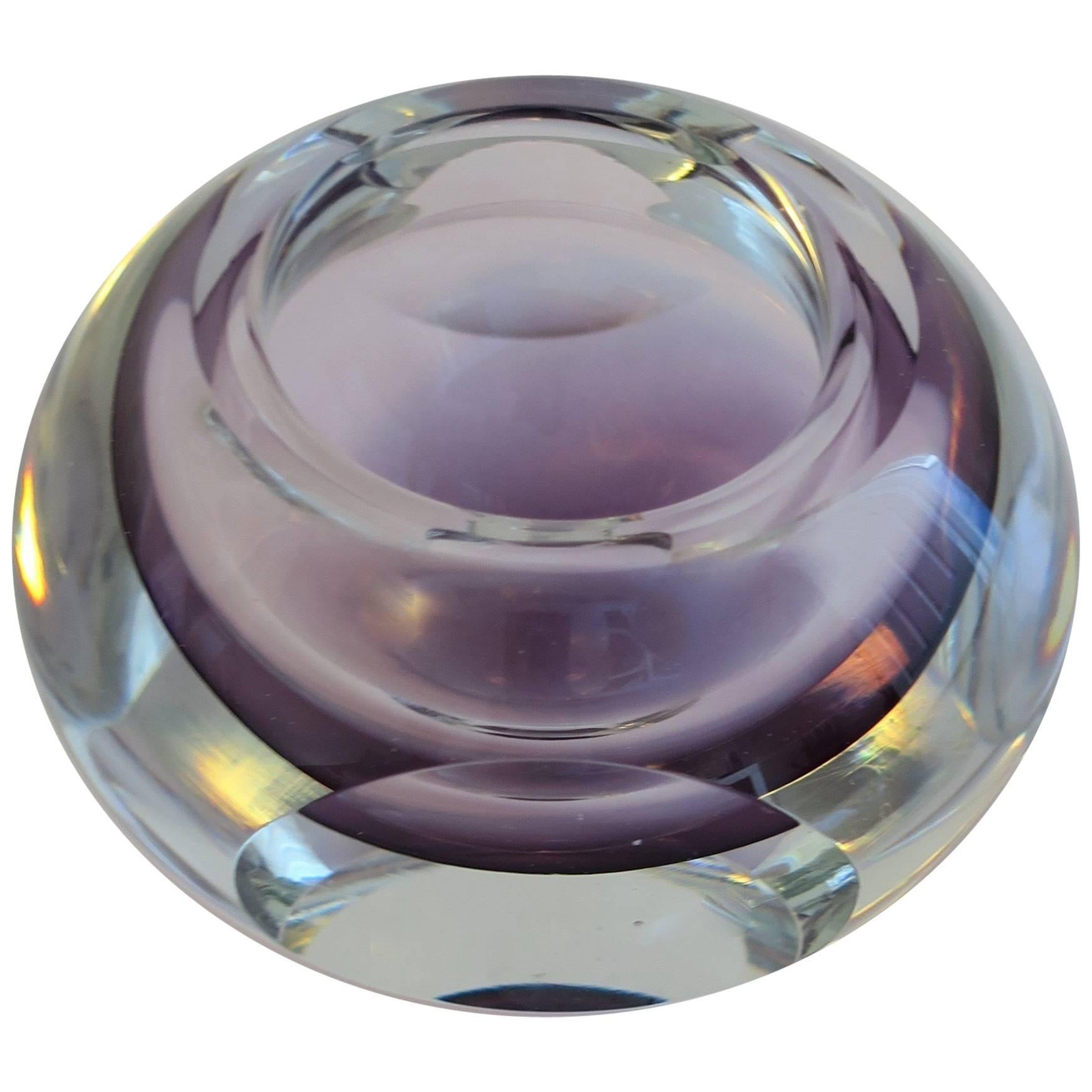 Purple and Clear Ombre Art Glass Vase in Style of Flavio Poli for Seguso In Good Condition In New York, NY