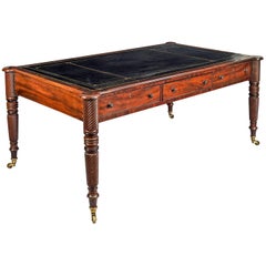 Antique Large Regency Partners Mahogany Writing Table