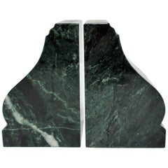 1970s Green and White Marble Bookends