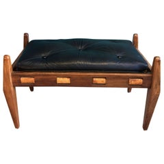Black Vintage Leather Ottoman/ Foot Stool, Attributed to Sergio Rodrigues 10