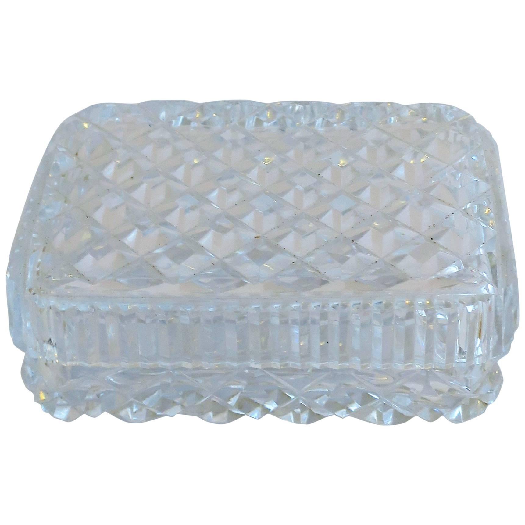 Diamond Quilted Crystal Jewelry Box For Sale