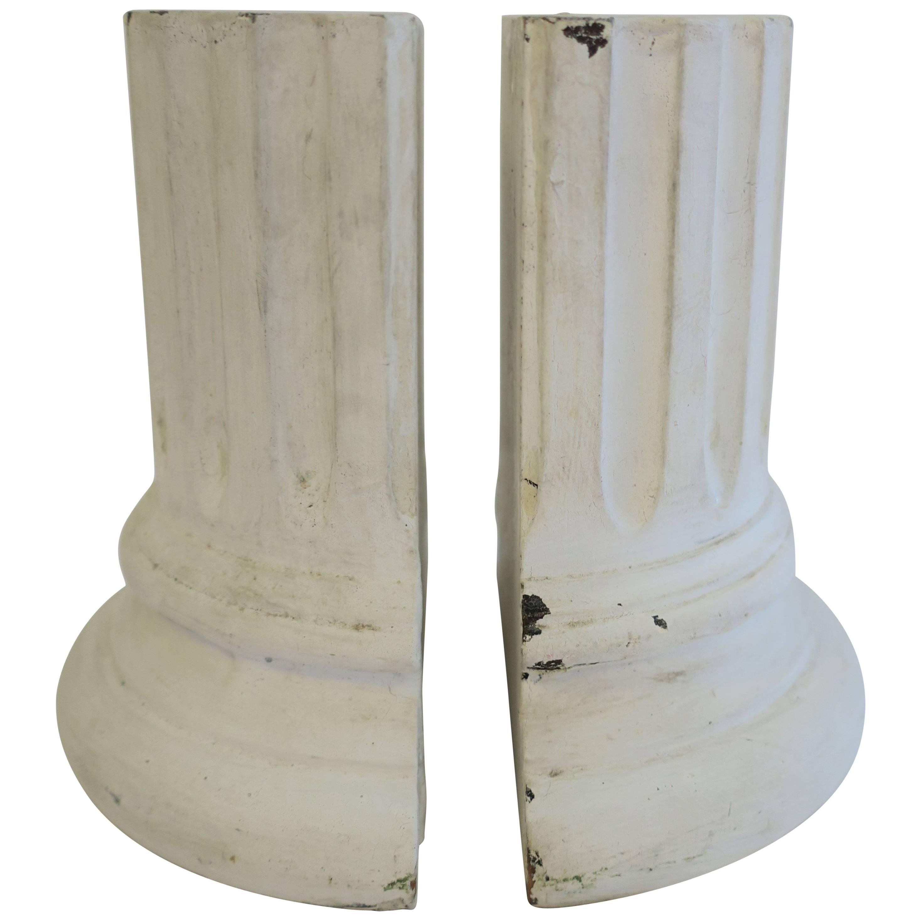 White Plaster Column Bookends
