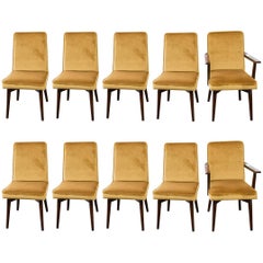 Ten Vintage Dining Chairs in Mohair