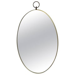 Italian Modernist style Oval Brass Mirror