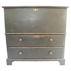 Antique 18th Century New England Green Painted Blanket Chest