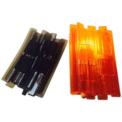 Vintage Set of Brutalist Acrylic Sconces by Claus Bolby for Cebo, Denmark, 1970s