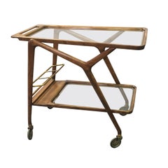 Mid-Century Modern Italian Serving Bar Cart by Cesare Lacca