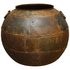 19th Century Industrial Globular Riveted Sheet Metal Vessel