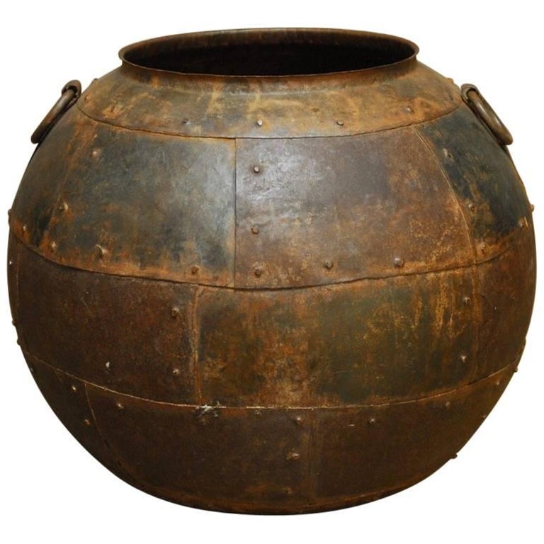 19th Century Industrial Globular Riveted Sheet Metal Vessel at 1stDibs