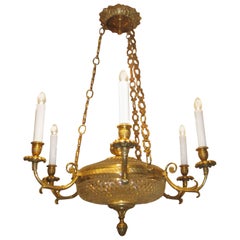 Empire-Style Bronze and Crystal Chandelier with Four Arms 2