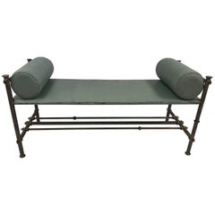 Industrial Leather Wrought Iron Bench 9