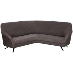 Vintage Italian Curved Sofa, Knoll Fabric, Attributed to Gio Ponti