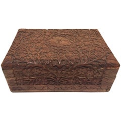 Vintage Anglo Raj Hand-Carved Decorative Jewelry Box