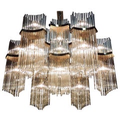 Gaetano Sciolari Mid-Century Modern Brass & Glass Rod Chandelier for Lightolier