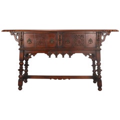 Antique 1920s, Console with Drop-Leaf Extentions