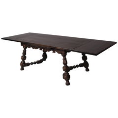 Antique 1920s Spanish Revival Table with Pull-Out Leaves
