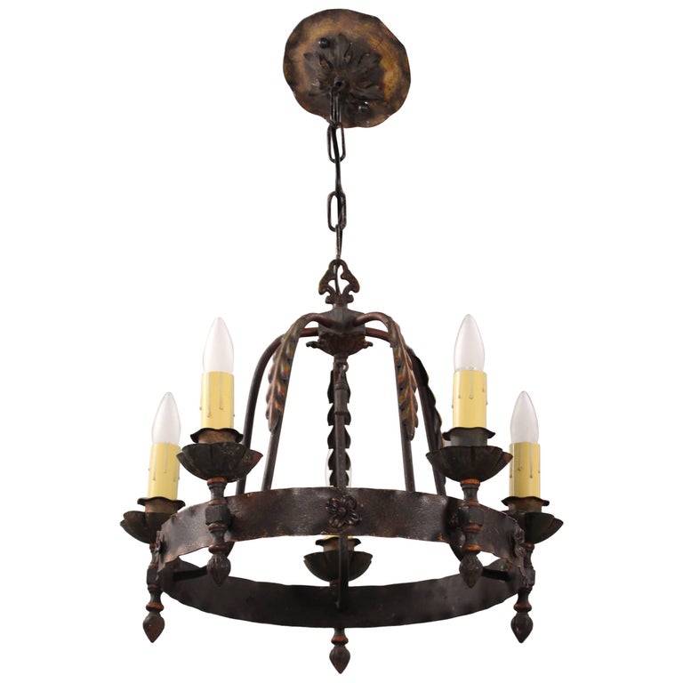 1920s Spanish Revival Chandelier With Five Lights At 1stdibs 1920s Spanish Revival Chandelier With Five Lights For