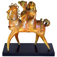 Gavino Tilocca Italian Vintage Pottery Ceramic Sculpture Horse Rider Figure