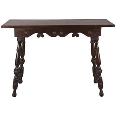1920s Walnut Console Table with Splayed Legs