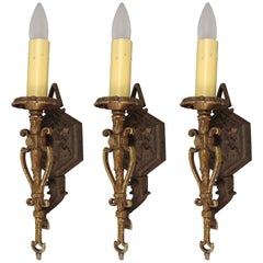 1 of 3 Single Elegant 1920s Spanish Revival Sconce