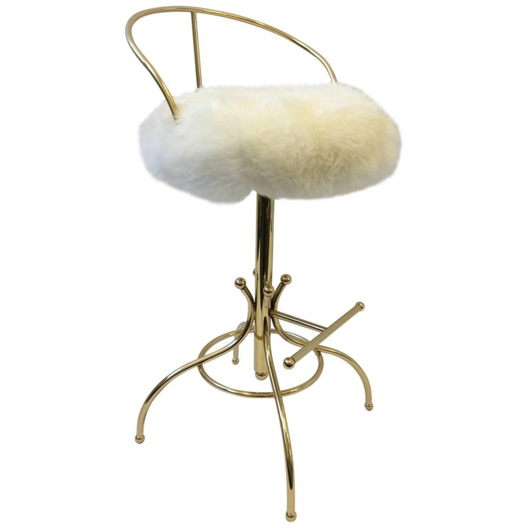 Brass And Sheepskin Sammy Davis Swivel Bar Stool By Charles Hollis Brass And Sheepskin Sammy Davis Swivel Bar Stool By Charles Hollis Jones For