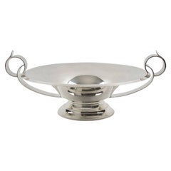 Art Deco Silver Plate Serving Bowl Pedestal Centrepiece, France, circa 1930s