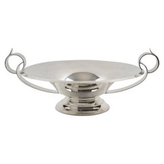 Vintage Art Deco Silver Plate Serving Bowl Pedestal Centrepiece, France, circa 1930s