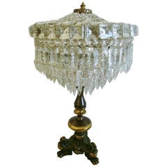 French Crystal Three-Light Table Lamp Candelabra in Empire Style 8