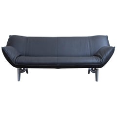 Leolux Tango Designer Leather Sofa Black Three-Seat Function Modern
