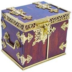 Antique Victorian Walnut Ormolu-Mounted Cigar Humidor Box, circa 1860