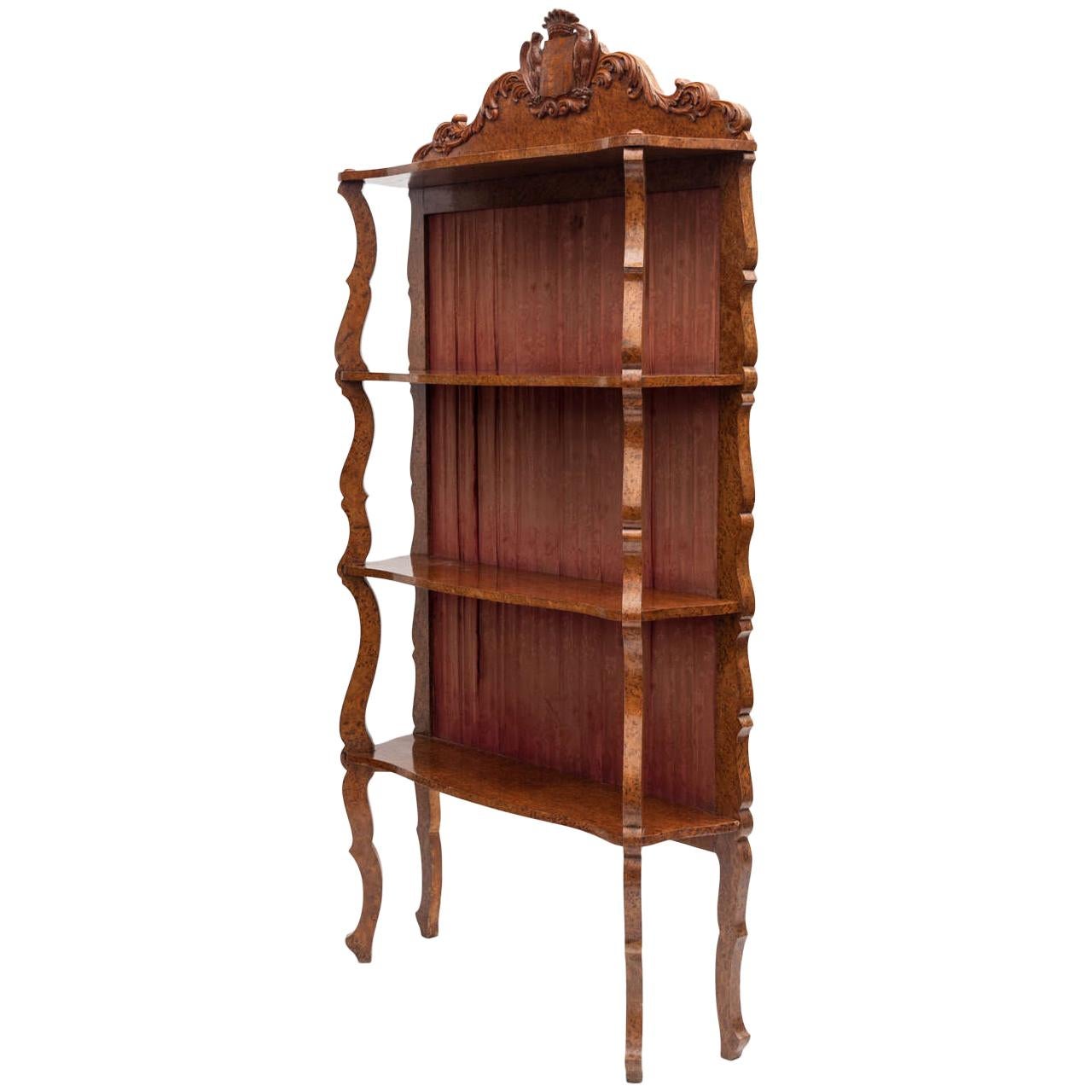 Mid-19th Century Amboyna Etagere or Standing Shelves For Sale