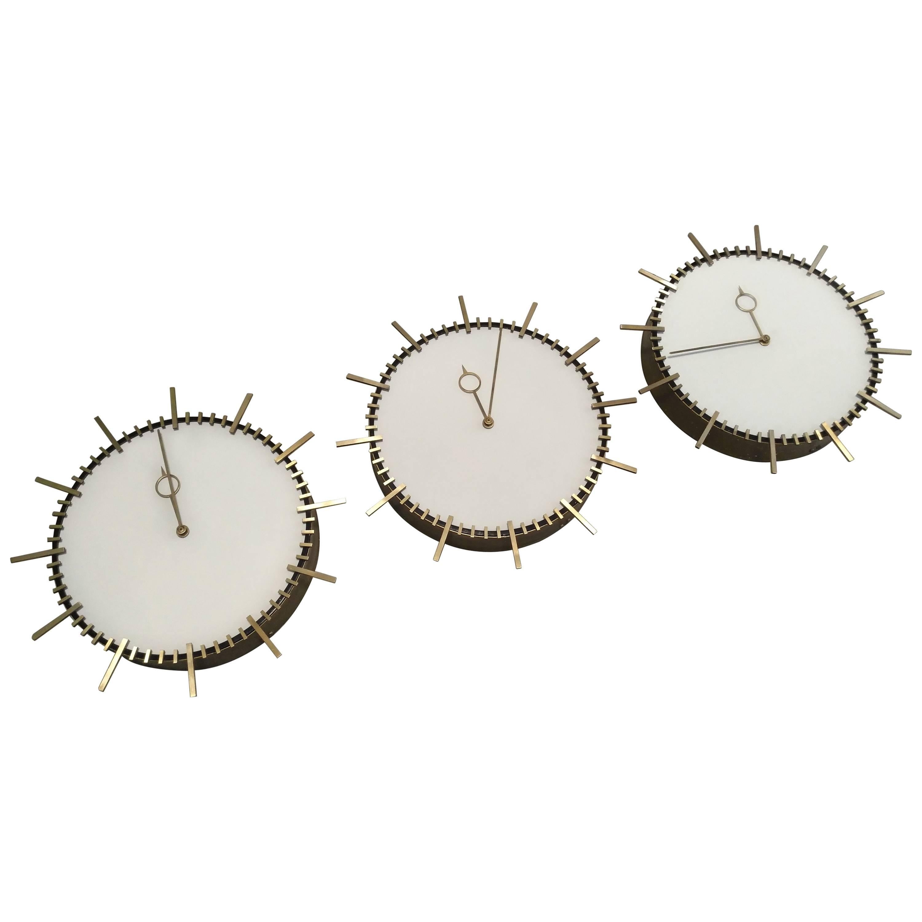 Set of Three Wall Clock by Boselli, 1950 For Sale