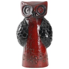 Bitossi Londi Designed Red and Black Owl, Italy, circa 1968