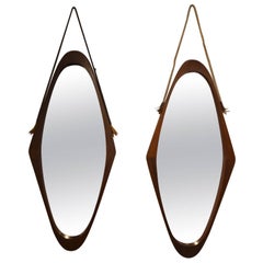 Beautiful Pair of Wood Mirrors in the Taste of Paolo Buffa, circa 1960 5