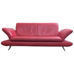 Koinor Rossini Designer Leather Sofa Red Three-Seat Function Modern