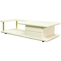 Exclusive Mid-Century Italian Brass and White Gloss Lacquered Coffee Table