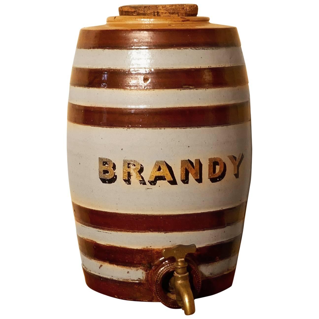 19th Century, Stoneware Brandy Barrel