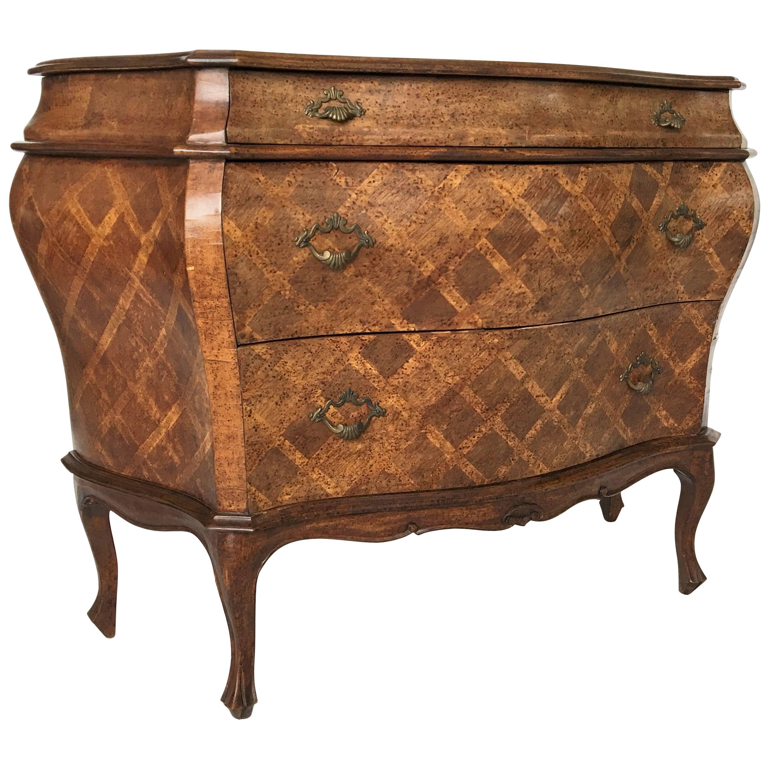 Italian Bombe Parquetry Commode For Sale