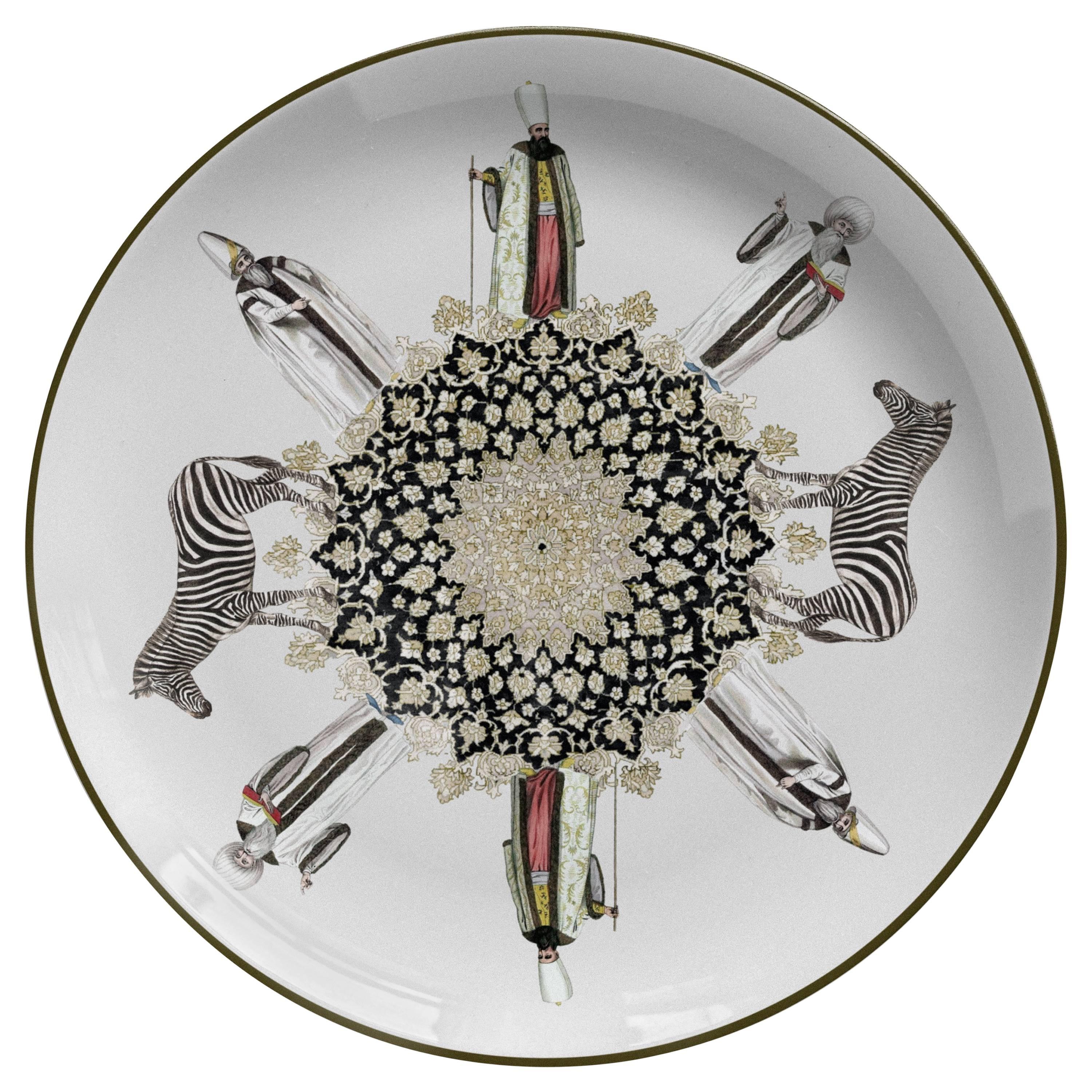 Sacerdoti Porcelain Dinner Plate by Vito Nesta for Les Ottomans, Made in Italy For Sale