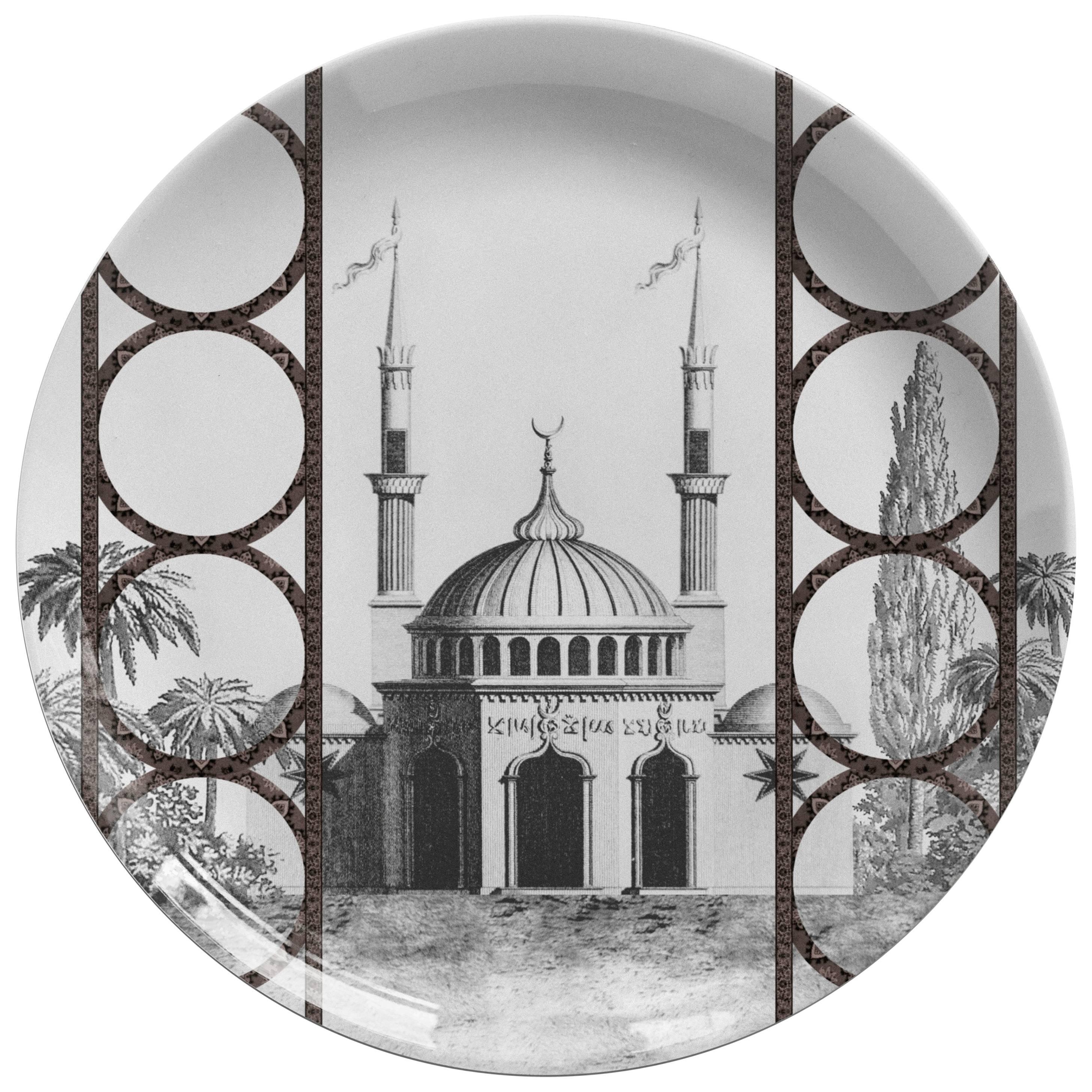 Toptaki Black Porcelain Dinner Plate by Vito Nesta for Les Ottomans For