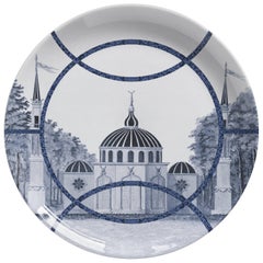 Toptaki Blue Porcelain Dinner Plate by Vito Nesta for Les Ottomans