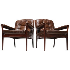 Pair of GöTe MöBler, Nässjö Leather Armchairs