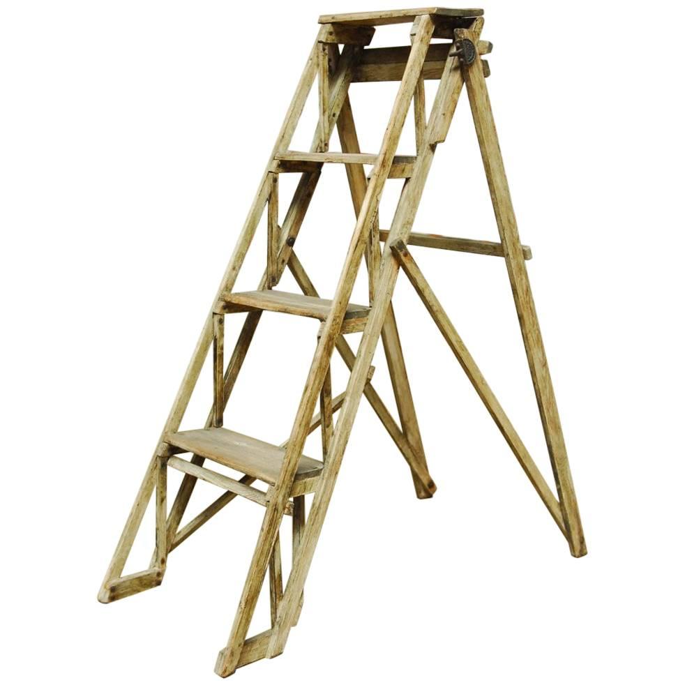 19th Century English Lattice Step Ladder by Gainsford and Co.
