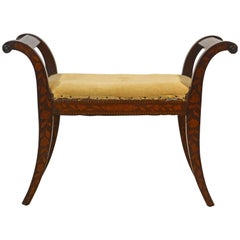 Elegant 19th Century English Neoclassical Inlaid Mahogany Bench or Stool