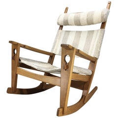 Vintage Hans Wegner for GETAMA Oak "Keyhole" Rocking Chair