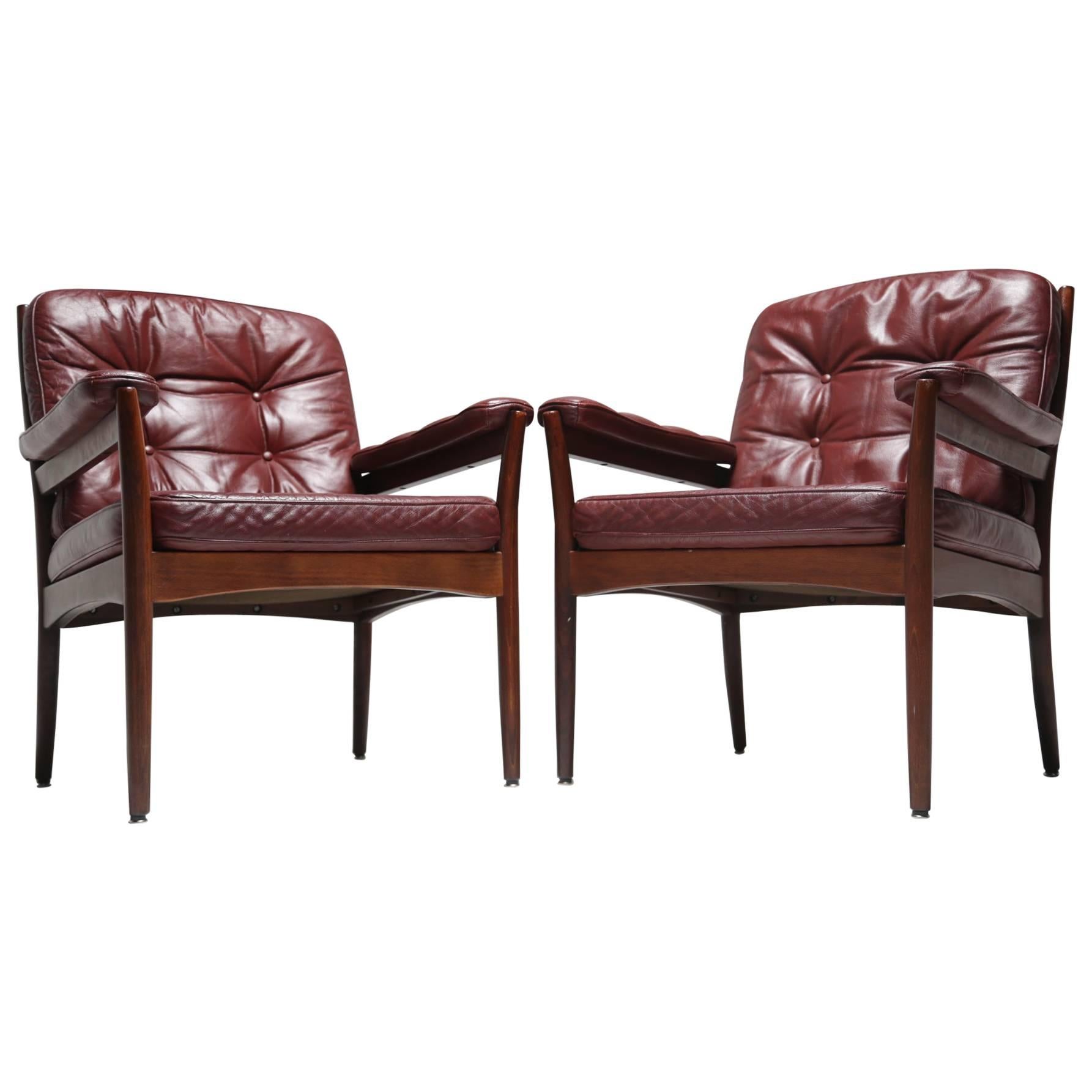 Gote Mobler Scandinavian modern leather armchairs