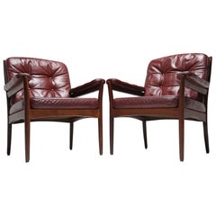 Gote Mobler Scandinavian modern leather armchairs