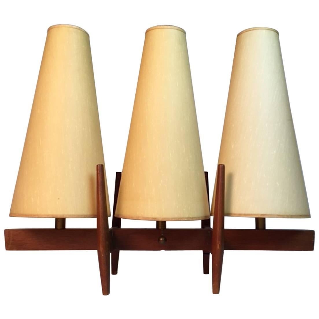 Unique Three-Shade Danish Modern Table Lamp For Sale