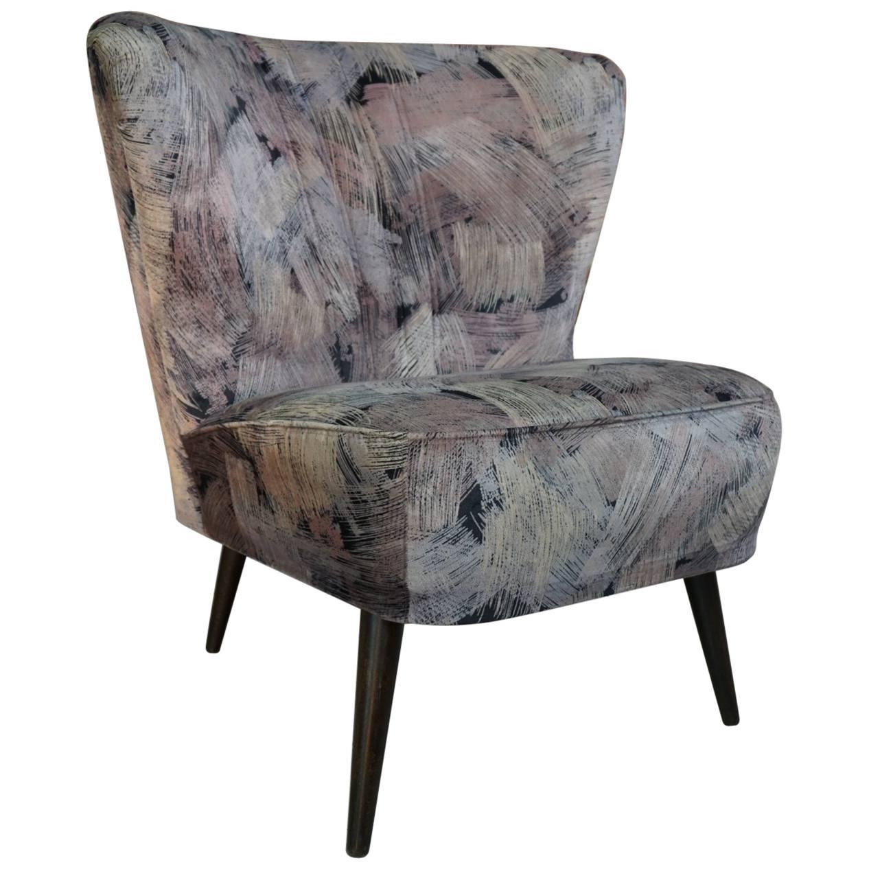Adorable Armchair Cocktail from the 1950s with Graphic Velvet